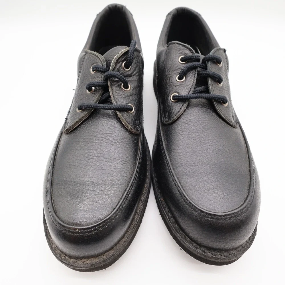 Rucks Work Shoes Mens 10 Black Leather Vintage Steel Toe Oxford W4570 NOS